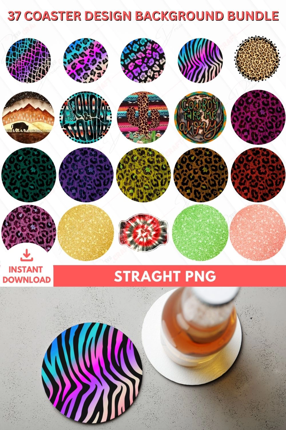 38 Coaster Design Background Bundle PNG