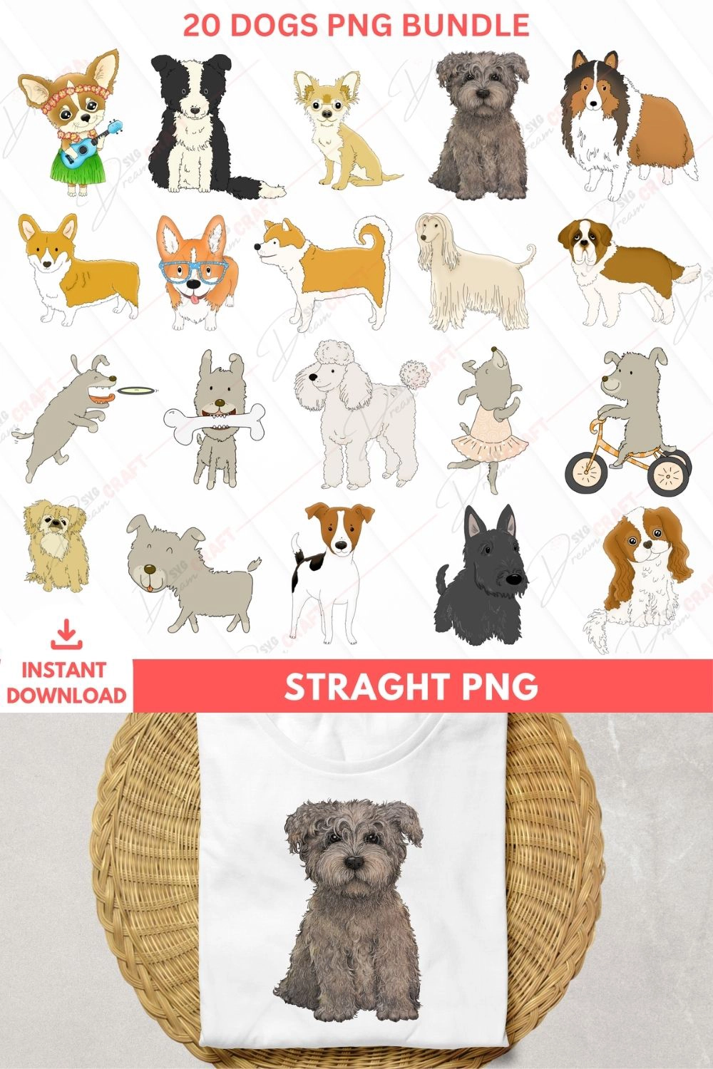 20 Dogs PNG Bundle