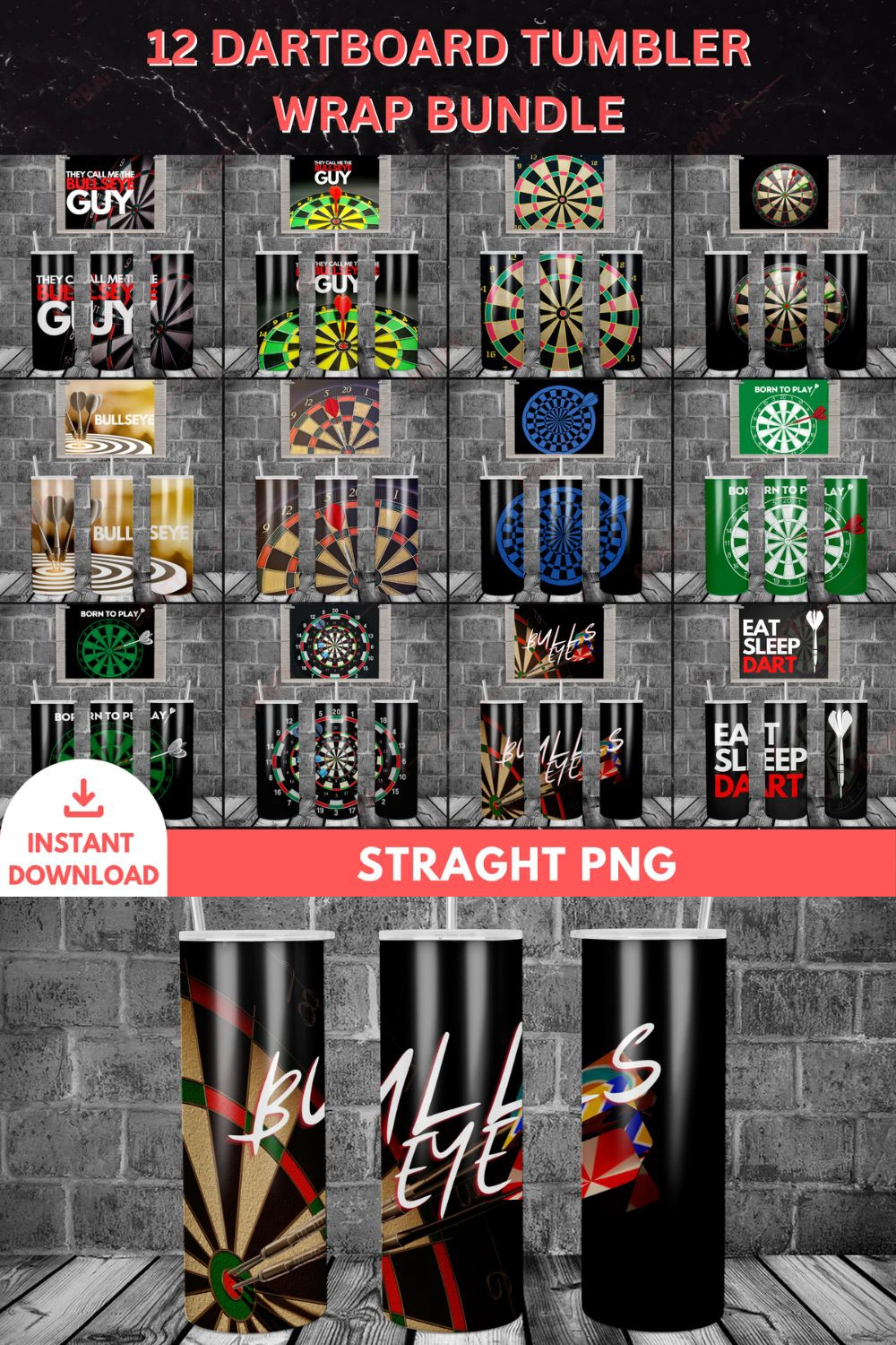 12 Dartboard Tumbler Wrap Bundle