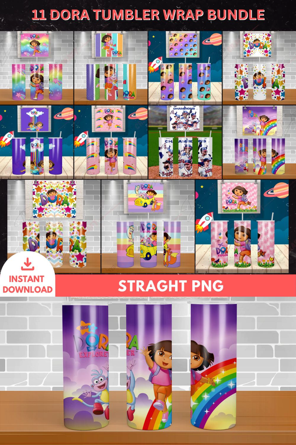 11 Dora Tumbler Wrap Bundle
