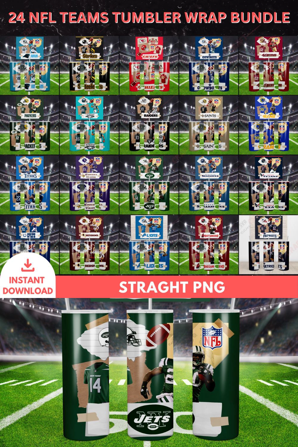 24 NFL Teams Tumbler Wrap Bundle