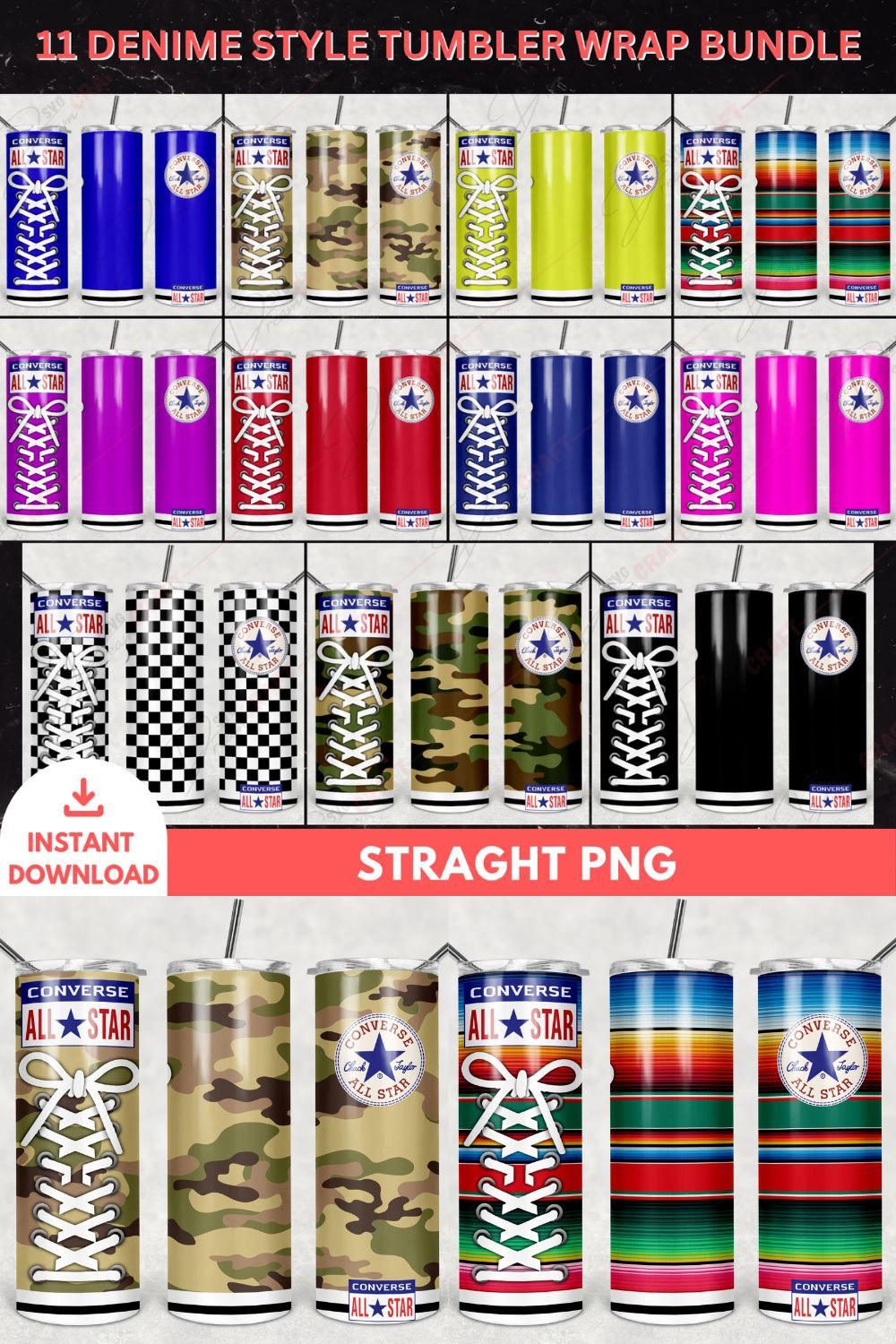 16 Converse Style Tumbler Wrap Bundle