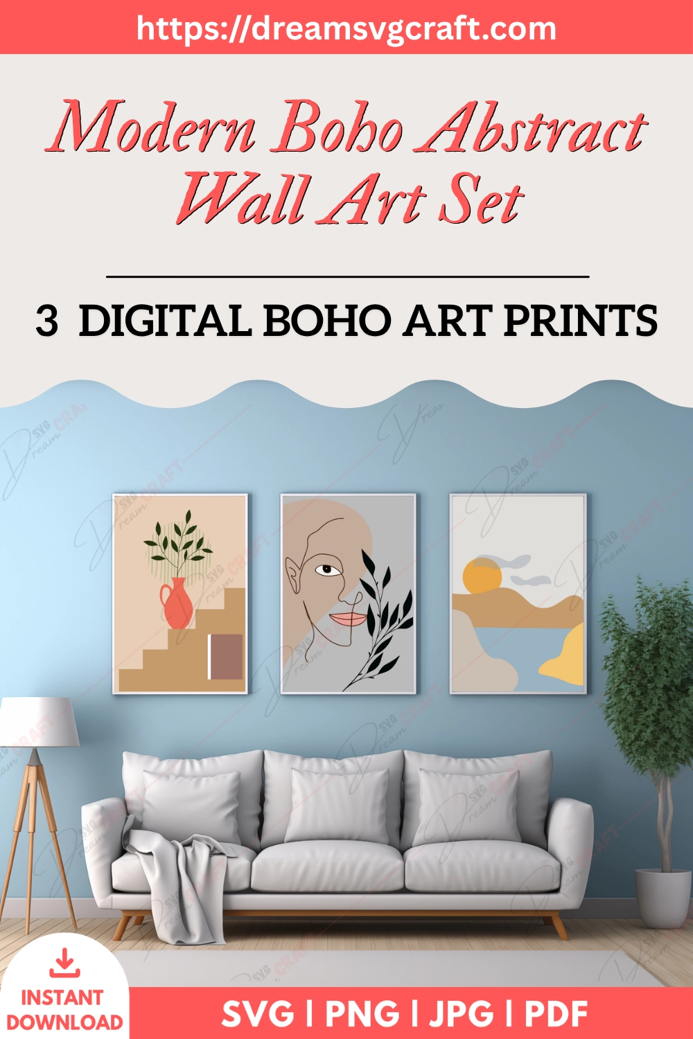 Modern Boho Abstract Wall Art Set Of 3