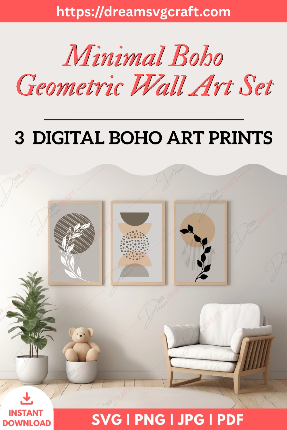 Minimal Boho Geometric Wall Art Set Of 3