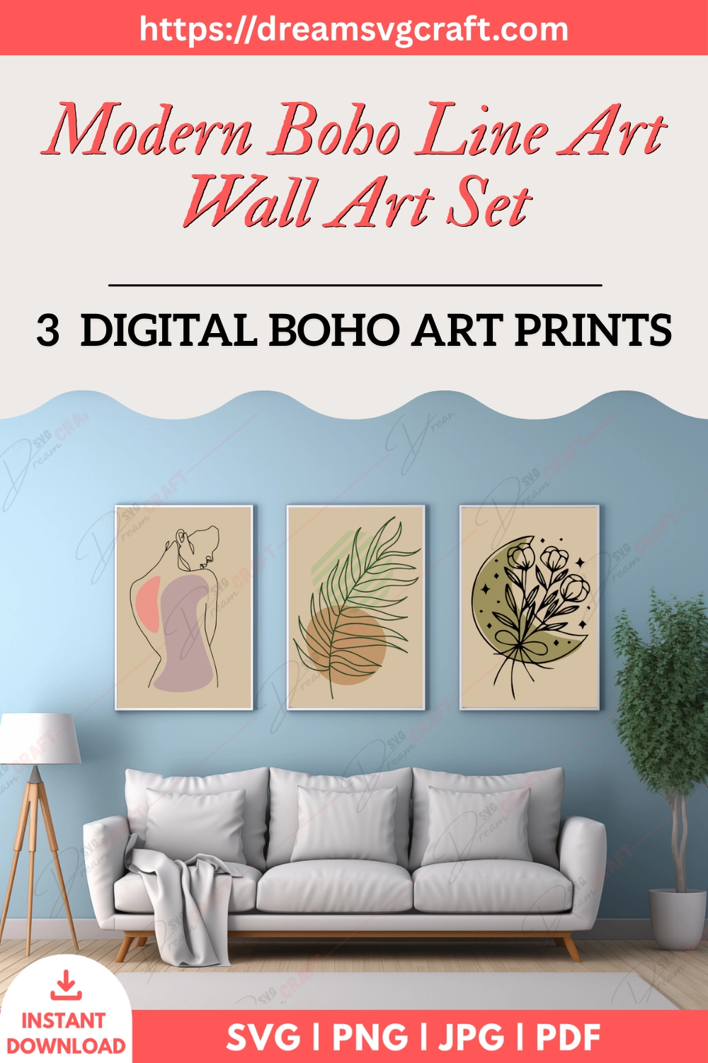 Modern Boho Line Art Wall Art Set Of 3
