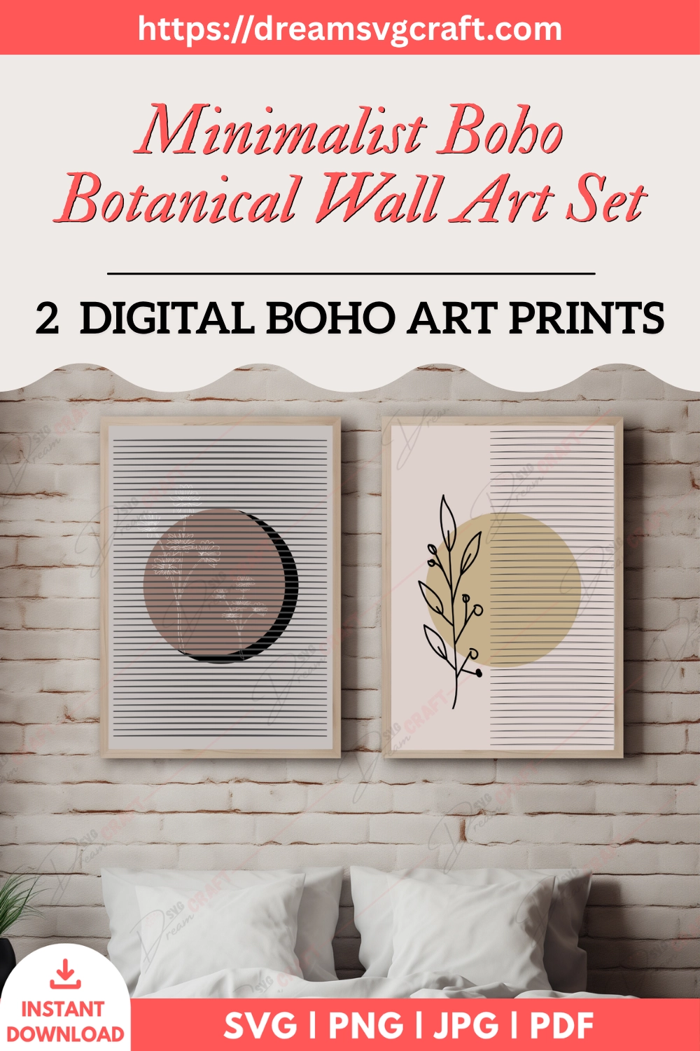 Minimalist Boho Botanical Wall Art Set Of 2