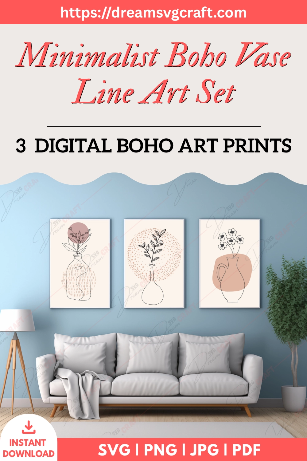 Minimalist Boho Vase Line Art Set Of 3