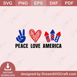 Peace Love America SVG