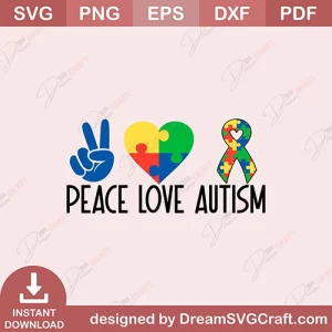 Peace Love Autism SVG