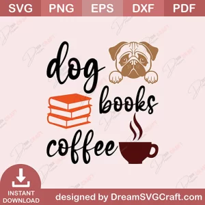 Dog Books Coffee SVG
