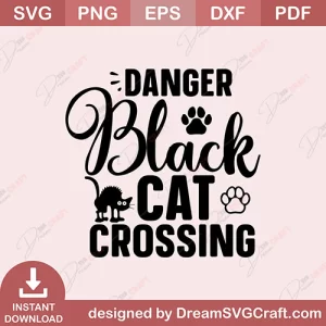 Danger Black Cat Crossing SVG