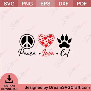 Peace Love Cat SVG