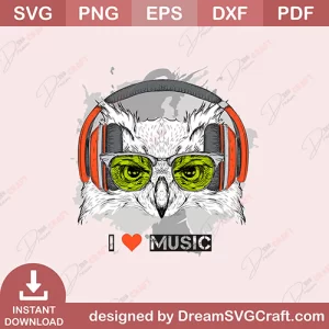 Owl I Love Music SVG