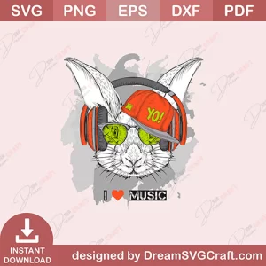 Rabbit I Love Music SVG