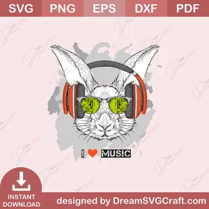 Rabbit I Love Music SVG