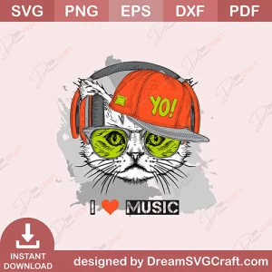 Cat I Love Music SVG