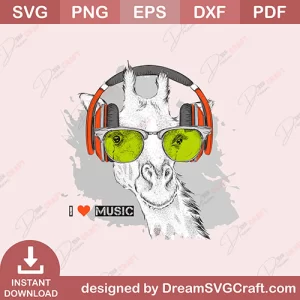 Giraffe I Love Music SVG
