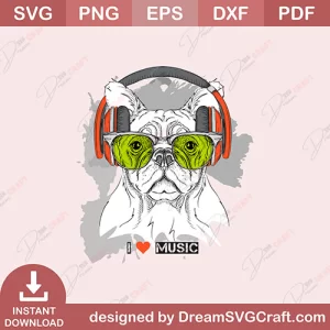 Dog I Love Music SVG