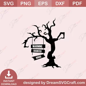 Warning Haunted House SVG