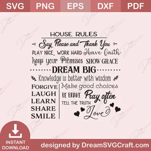 House Rules Dream Big SVG