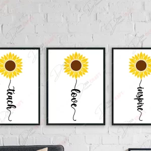 Sunflower Teach Love Inspire SVG | Inspirational Floral Design