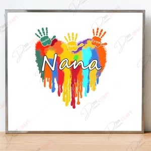 Watercolor Heart Nana SVG English - Beautiful Grandmother Gift