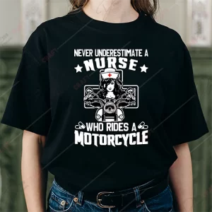 Never Underestimate A Nurse Who Rides A Motorcycle SVG - Empowering English Design