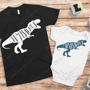 Mamasaurus Minisaurus SVG - Adorable English Dinosaur Design