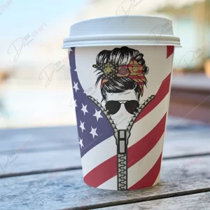United States Marine Corps with Girl Bun Tumbler SVG | Patriotic Tumbler Design