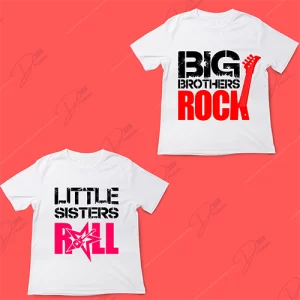 Sibling Love: 'Big Brothers Rock, Little Sisters Roll' SVG Design