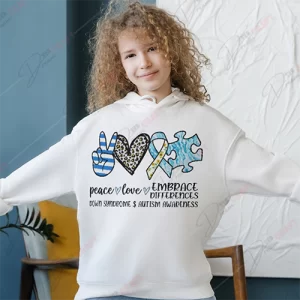 Peace, Love, Embrace Differences Down Syndrome and Autism Awareness SVG: Celebrate Inclusivity