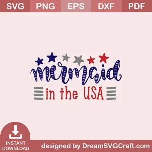 Mermaid In The USA SVG