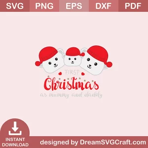 My first Christmas Bear Family SVG