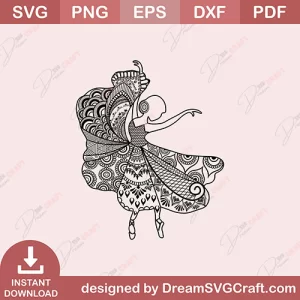 Dancing Girl Mandala SVG | Mandala Svg Bundle, Zentangle Svg, Mandala For Cricut, Mandala Clipart, Mandala Vector, Mandala Cut File, Mandala, Mandala Flower, Svg, Png