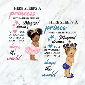 Royal Black Baby Princess Prince SVG - Regal Elegance for Little Ones