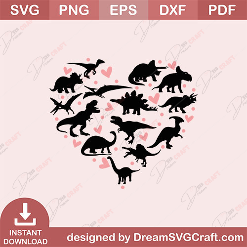 Valentine Dinosaur SVG