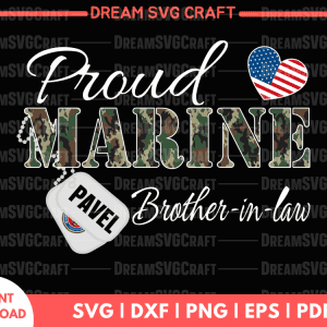Proud Marine Brother in law svg Design - Marine Brother in law svg Designs for Cricut - Sublimation, and Printable SVG, Military Brother svg Design Silhouette
