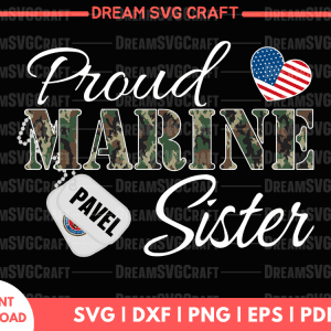 Proud Marine Sister svg Design - Marine Sister svg Designs for Cricut - Sublimation, and Printable SVG, Military Mom svg Design Silhouette