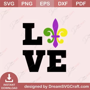 Love Mardi Gras SVG