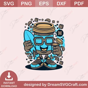 Coffee Cup Surfer SVG
