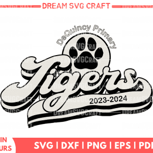 DeQuincy Primary Tigers SVG English - High-Quality School Mascot Design Sports SVG