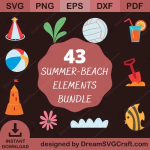Summer Clipart Set with Cute Kawaii Cartoon Characters -  Digital Graphics - PNG, SVG, EPS - Personal & Commercial Use