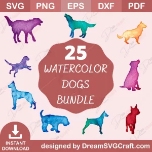 Charming Watercolor Dogs SVG Bundle for Creative Projects | Dog Clipart Collection