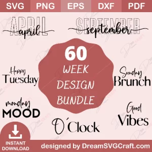 Week Bundle SVG | Days of the Week SVG Bundle | Funny Work Quote Design | Tshirts, Sublimation, Clipart | Digital Download