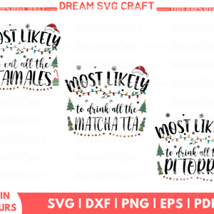 Fun and Quirky SVG Files for Cricut - Most Likely To Drink & Eat All | Coffee SVG For shirts