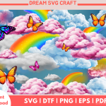 Butterflies-And-Rainbow PNG