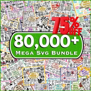 Get 75% off on 80,000+ SVG designs in a huge bundle. Instant digital download for SVG designs, mega SVG bundle, and big SVG bundles at DreamSVGCraft.