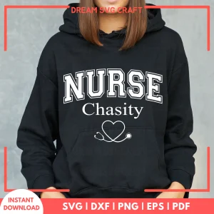 Personalized Nurse SVG, Custom Name Nurse Design, Stethoscope Heart Cut File