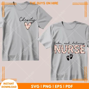 Personalized Labor and Delivery Nurse PNG, Custom Name Nurse Clipart, Floral Nurse Design