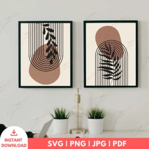 Abstract Boho Botanical Wall Art Set – Neutral Digital Prints